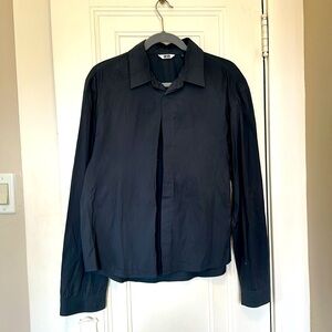 Uniqlo U charcoal grey button up, size medium
